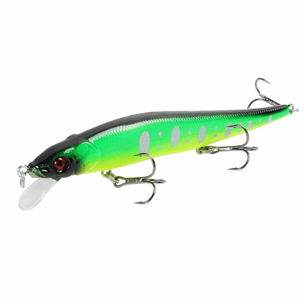 Crankbait Ember Belly Model №9 featuring a glowing orange belly, natural top tones, and a subtle wobble action to attract fish.
