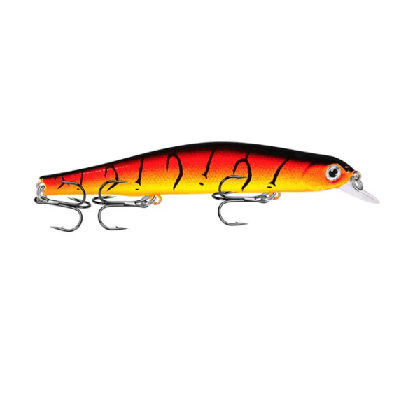 12.5cm plastic minnow fishing lure with 3D eyes for surface fishing in fresh and saltwater